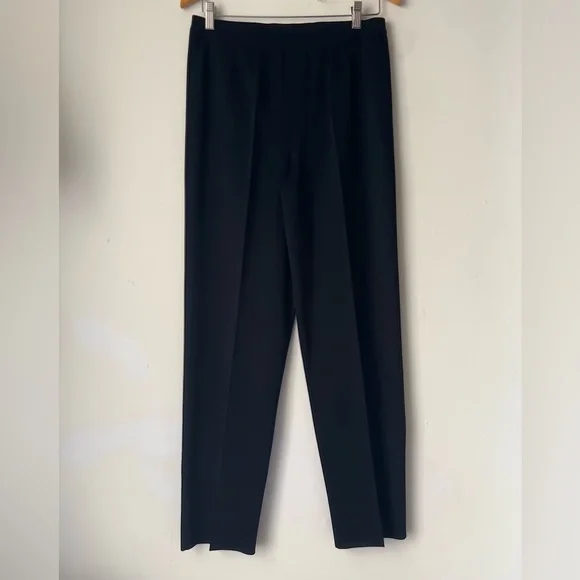 MING WANG Knit Straight-Leg Sz M Black Pull-On Pants Elastic Waistband - Picture 2 of 8
